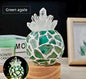 Ny, dekorativ Grønn Agat & Clear Quartz Krystallamper i " Pineapple " Design