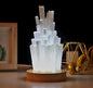 Ny, dekorativ Selenitt Krystallampe m/led trebase, ca. 18cm
