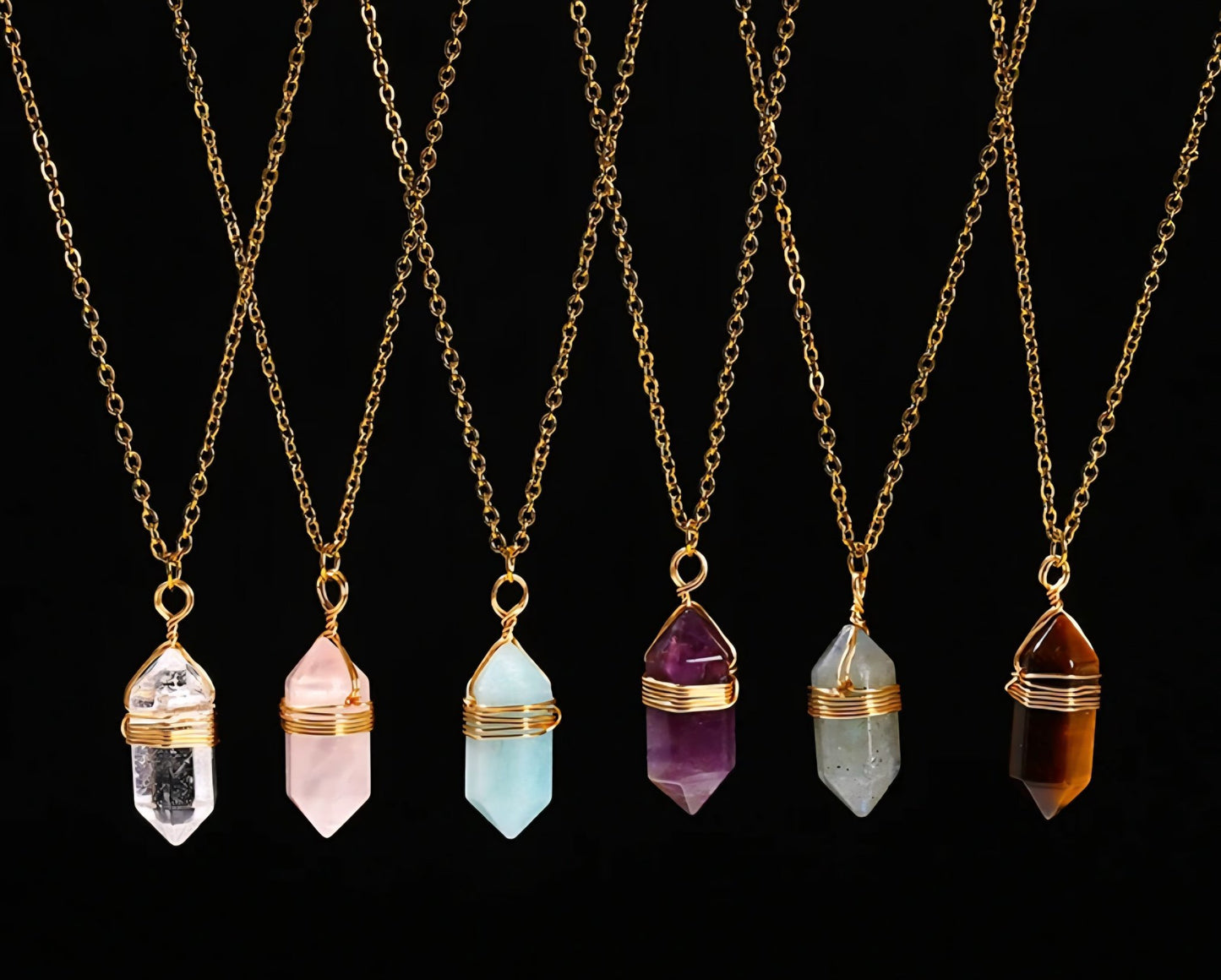 Nye MICCI DESIGN 18K Goldplated dobbelterminert Point Anheng, 8 stentyper