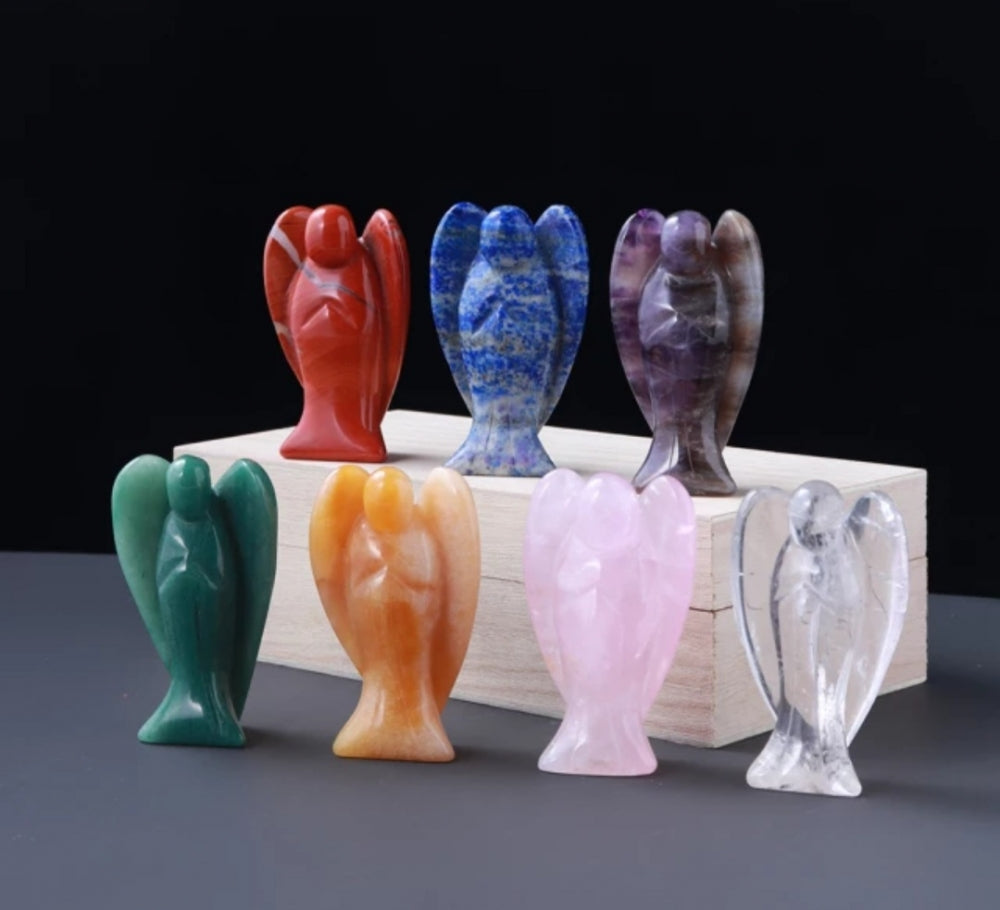 Premium 7 Chakra Large Englesett  ( 7,5cm ) i gaveboks av tre, A - Kvalitet + Medium Indian Drømmefanger