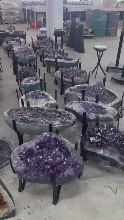 SUPERVAKRE BRAZILIAN AMETYST & CITRINE GEODE CLUSTER TABLES, 20 - 100KG