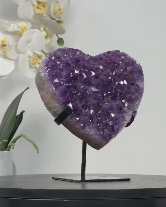 Natural Amethyst Stone Heart Carving, Unique Piece, HST0274, 1.3kg - 14cm