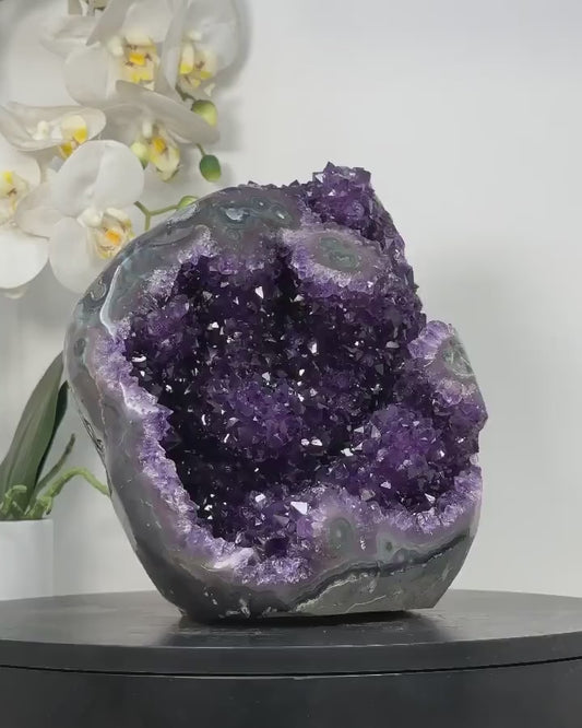 Large Uruguay Amethyst Geode with Beautiful Stalactite Formations, Self Standing Amethyst, 20x16.3cm Amethyst Stone | CBP1223