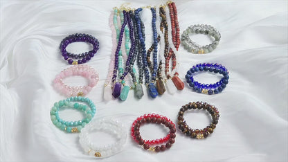 Nytt 2025 BOHEMIAN ROSE QUARTZ & Decor Design Smykkesett ( Kjede, Armbånd )