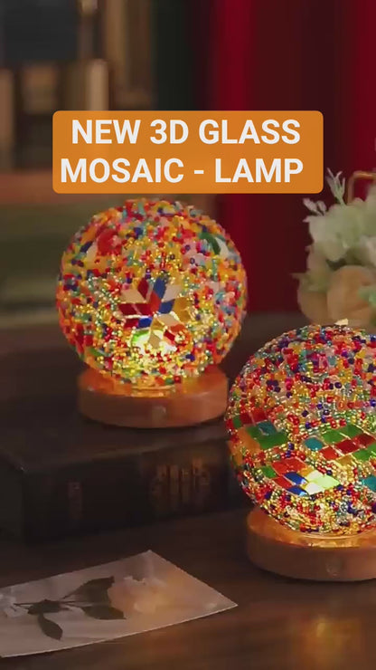 COLORFUL 3D BAROQUE GLASS BALL LED LAMP, THREE COLOR BLUE