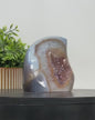 Blue Uruguay Agate, Amethyst &amp; Quartz Flame Carving, 11x10.5cm FST0152