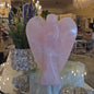 Superflott, vakker og stor Brazilian Rose Quartz Engel m/Led Trebase og lysjustering ca. 18x14cm