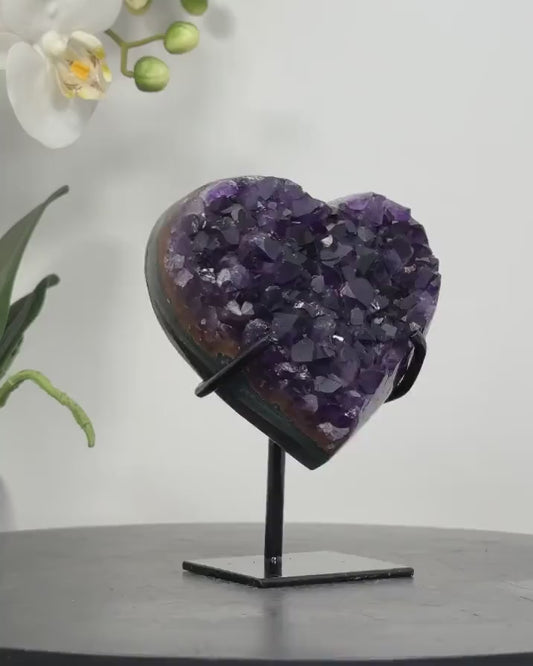 Deep Purple Uruguayan Amethyst Heart Carving - HST0238, 12.5x9cm - 650gram