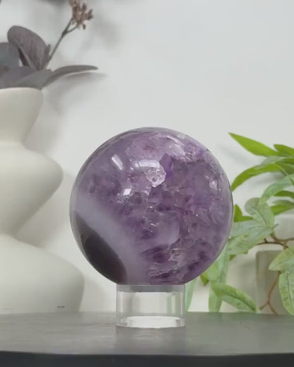 Uruguay Amethyst Sphere Geode with Large Crystal Formation - SPH0157, 9.9cm