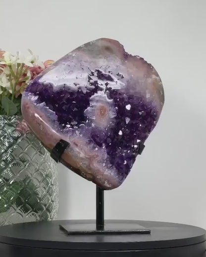 Stunning Large Uruguay Amethyst & Pink Jasper Specimen - MWS1233, 5Kg - 29x22cm
