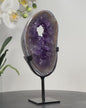 Deep Purple Amethyst & Blue Agate Geode Portal Slice w/Metal Stand, 18x8cm - MWS1672