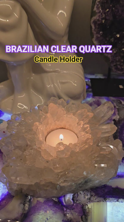 Large Brazilian Clear Quartz Cluster Candle Holder, ca. 1kg