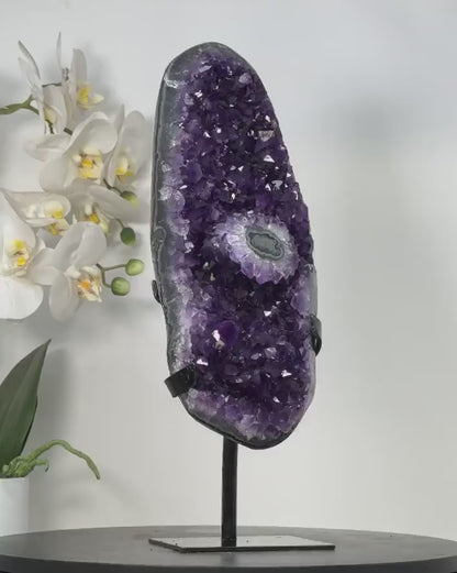 Amethyst Crystal Cluster on Stand – Home Decor Mineral Specimen Display - MWS2652, 32x11cm, 3kg