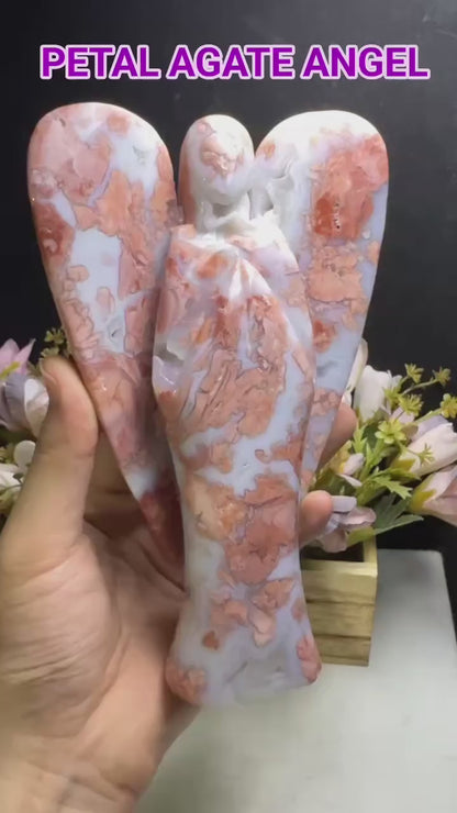 Ekstra stor og vakker Petal Druzy AGATE Engel, 20cm