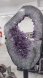BIG Brazilian Amethyst Portal on Spinning Stand. Natural Crystal Geode, 63kg - 65cm x 50cm , m/stativ 95cm