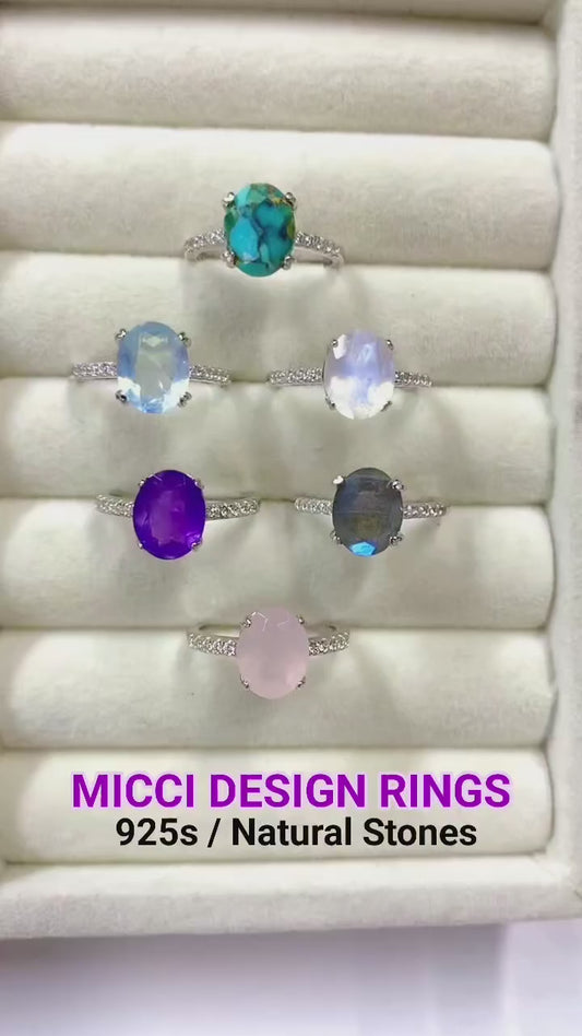 KAMPANJE MICCI DESIGN 925s Silver Rings (18k Gold or Silver Design) med natural stones