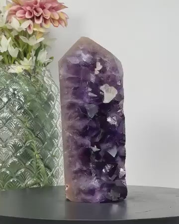 Natural Uruguay Amethyst & Agate Stone Tower AAA+ Quality Geode, 20x9cm, STP0168