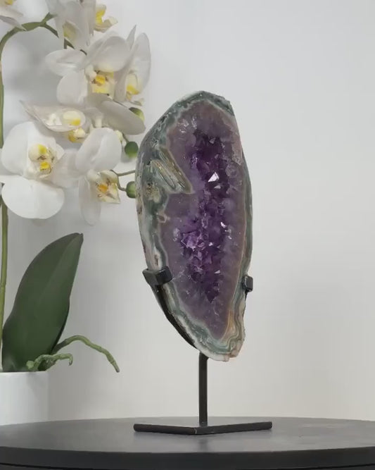 Stunning Uruguay Natural Amethyst &amp; Green Jasper Stone Portal - MWS2231, 23x9.5cm