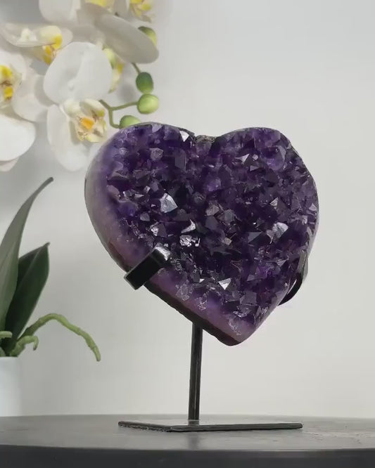 Natural Deep Purple Amethyst Stone Heart Carving, Large Crystal Heart Carving, Unique Piece, HST0313, 890gram - 12.5x15cm