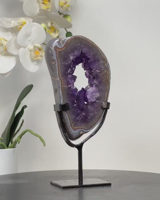 Deep Purple Natural Amethyst Portal w/Metal Stand, 19.5x8cm MWS1681