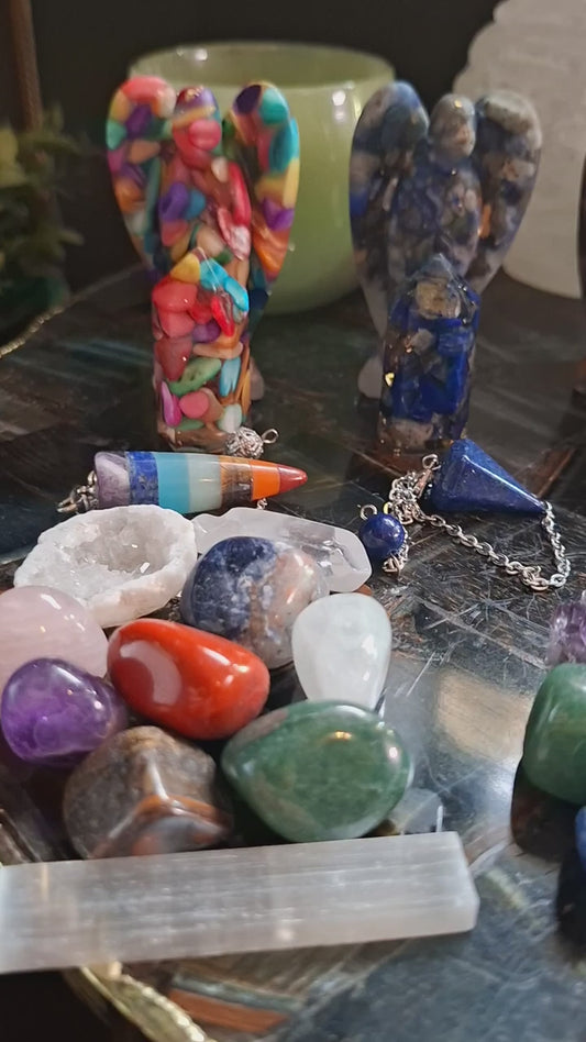 DUO OFFER / 2 CRYSTAL SETS ( Angel, Pendulum, Tower, 7Chakra Stones, Geode, Heart, Cluster )