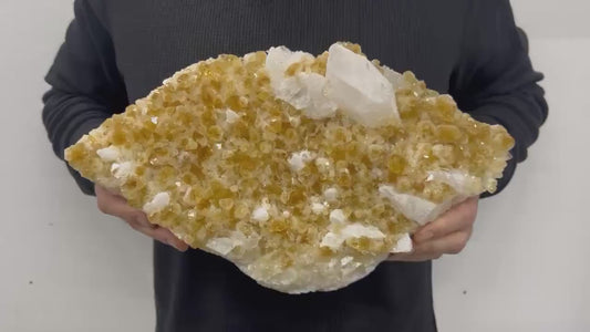 Large Orange Citrine ( Heated ) Crystal Druzy Cluster w/ Metal Stand 36x20cm 6kg , Home Office Décor