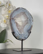 Agate Slice with Blue Banding - Home Decor Display Specimen - MWS2658, 27x18cm w/stand