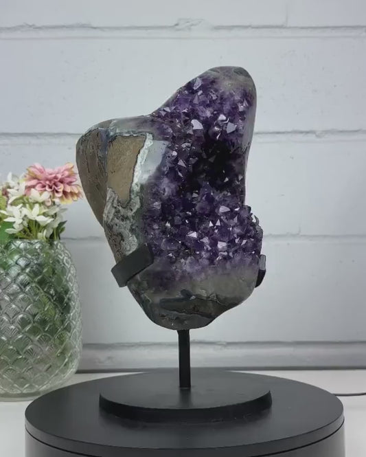 Huge Natural Amethyst Stone Geode with big and Shiny Crystals - AWS0702, 35x20cm - 13.4kg