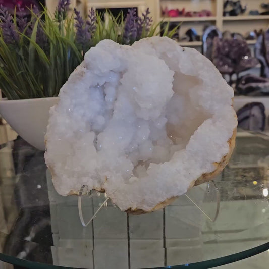 Snowy, sparkling AGAT Quartz Geode, Home Decor, ca. 1.5kg - 17.5x15cm