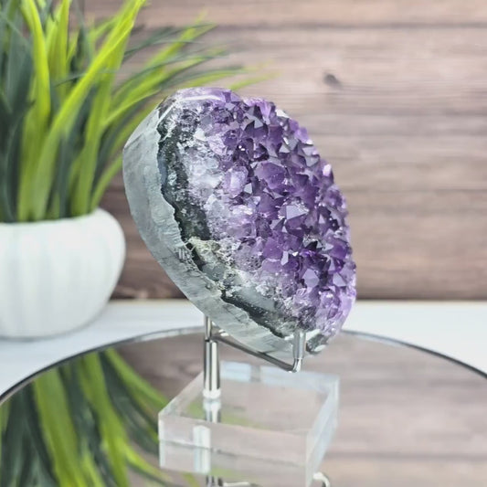 Uruguay Amethyst Heart Geode – Deep Purple Crystals with Agate Edges, ca 10.5cm - 566gram