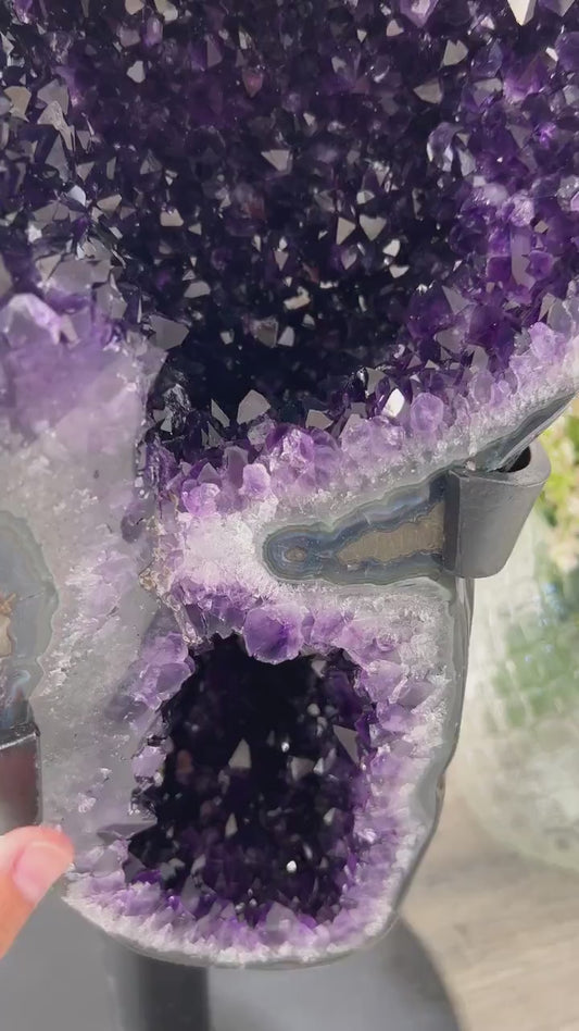 Natural URUGUAY Amethyst Geode on Rotery Stand |  Stand Included | AWS1454, 69x30x34cm