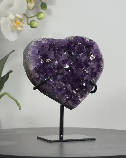 Uruguayan Amethyst Stone Heart Carving, , Unique Piece, HST0243, 15x11.5cm - 700gram