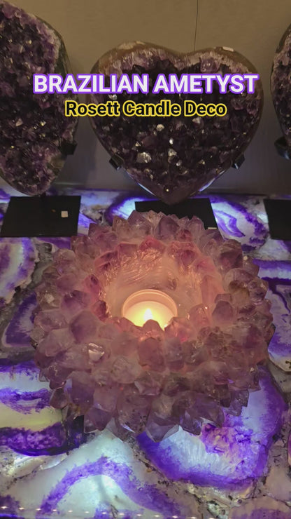 KAMPANJE / XLarge Brazilian Rosett Ametyst Quartz Candle Decoration, ca 17cm - 1.5kg