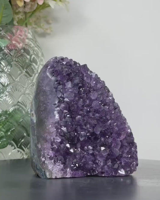 Large Natural Deep Purple Amethyst Cathedral with Polished Edges, Self Standing Amethyst, CBP1084 - 12.5x9.5cm