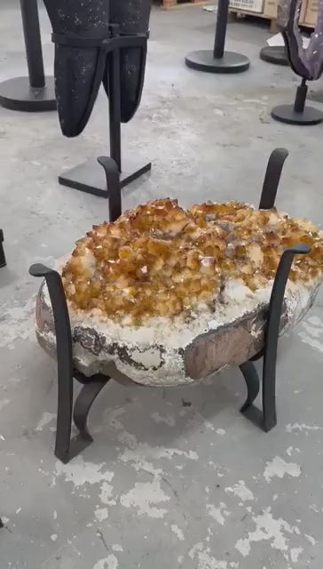 HIGH QUALITY BRAZILIAN CITRINE ( Heated ) CLUSTER GEODE COFFEE / SOFA TABLE, 76KG - 65x52cm, 40cm