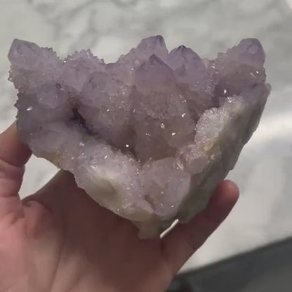 KAMPANJE / Supervakkert South Africa Ametyst Spirit Quartz Cluster, ca. 700 gram - 12 x 12 cm