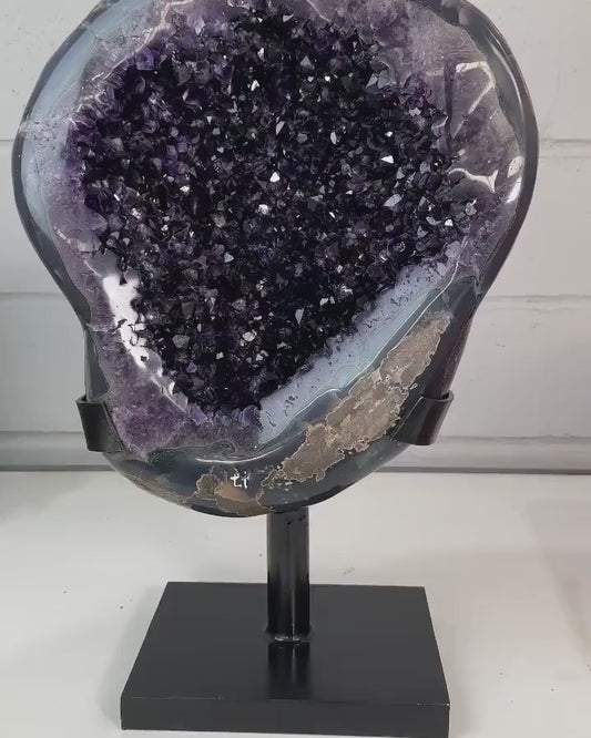 Huge Natural Uruguay Amethyst Geode with Agate Shell - MWS2440, 60x37 - 34kg