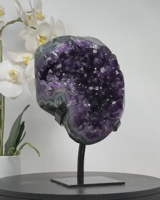Top Quality Deep Purple Natural Amethyst Geode with Green Jasper Shell - MWS1762, 26x15cm - 5kg
