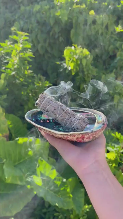 Sage Smudge Kit with Feather, White Sage Bundle, Abalone Shell + Stand, Chakra Bracelet, Instructions | Smoke Cleanse Home Cleanse Kit