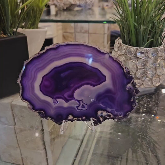 Lekker Lilla Brazilian AGATE Home Decor Slice 15x10cm m/støtte ..