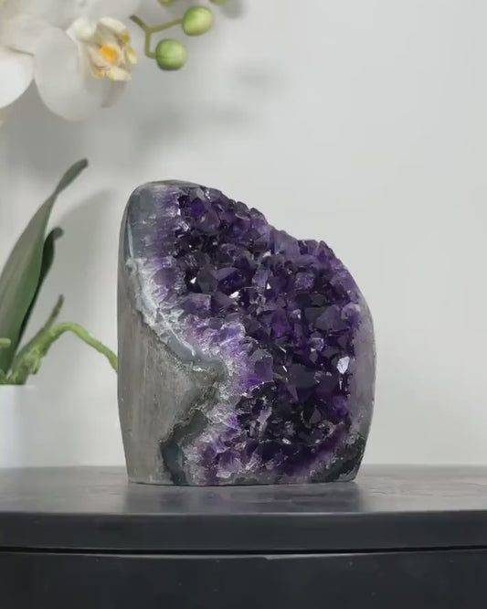 Natural Deep Purple Amethyst Cathedral from Uruguay, Self Standing Amethyst, CBP1217 - 8x9cm