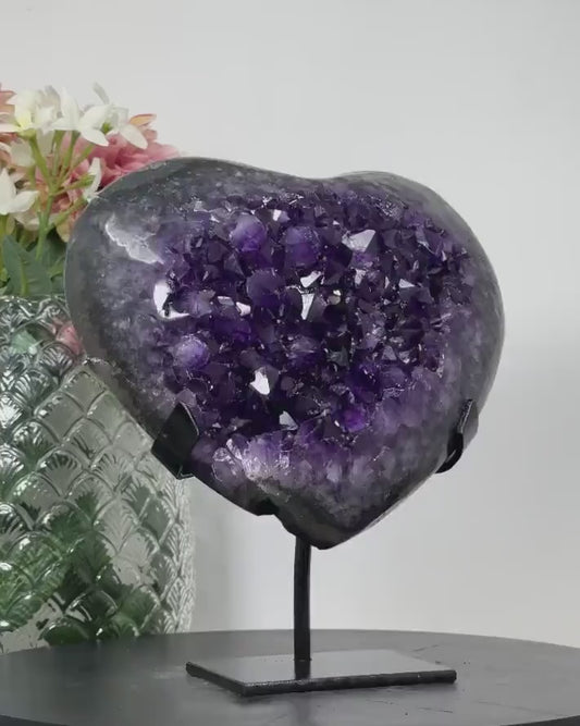 A Grade Natural Amethyst Stone heart, Large Crystal Heart, Unique Piece, HST0224, 4.6kg - 23x20.5cm