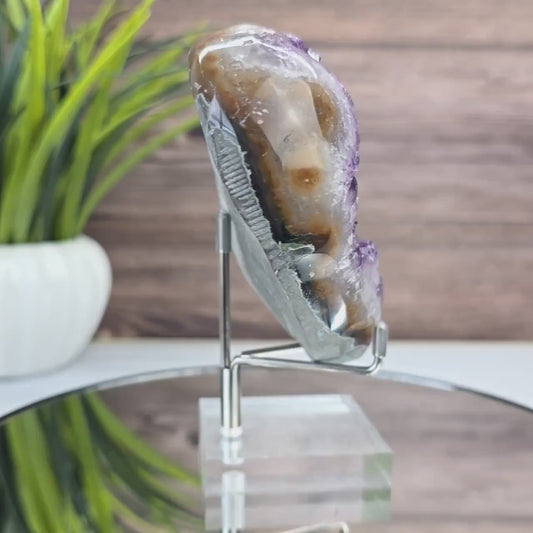 Amethyst Heart Geode with Agate Border – Deep Purple Crystal Heart from Uruguay, ca. 10,5mm - 528gram