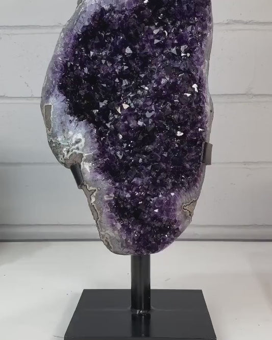 Massive Natural Uruguay Amethyst Crystal Cluster - MWS2441, 27kg - 66x22cm m/stativ