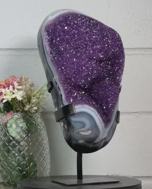 Unique Huge Natural Amethyst &amp; Blue Banded Agate Statement Piece - MWS2604, 14.8kg - 45x21cm