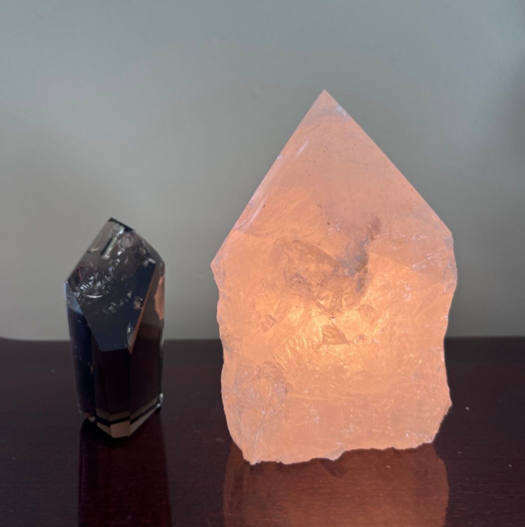 Ny Large RÅ Hvit Quartz Lampe, ca. 15 x10cm - 1kg, Medium