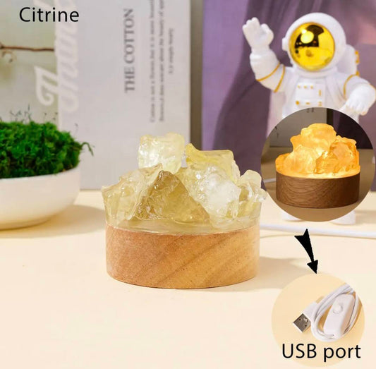 Nye, mini Led Crystal Nattlamper... Citrine Raw Cluster Quartz, 7x7cm