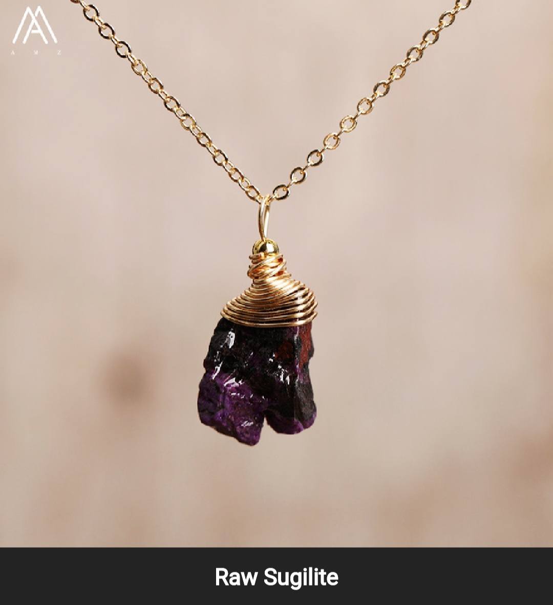 Nye Sugilite Råsten Designkjeder, Gold Electroplated