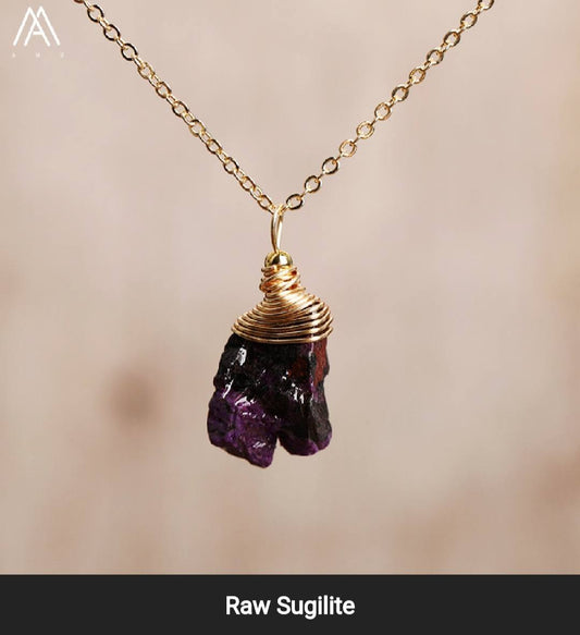 Nye Sugilite Råsten Designkjeder, Gold Electroplated