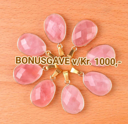 FREE BONUSPAKKE 1 v/ *Kjøp Kr. 1000,- etter rabatt ( 1 stk. Ovalt Stenanheng m/kjede, Gold Electroplated